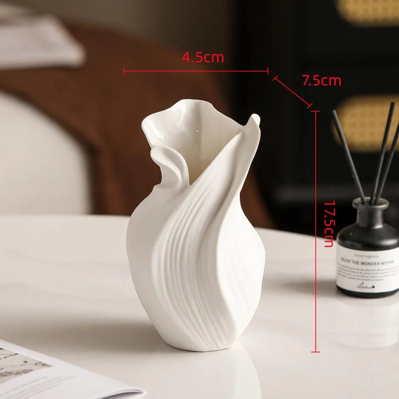 Ceramic Vase Abstract Irregular Folds Handmade Spiral Porcelain Vase Ceramic Handicrafts Flower Vases Flowerpot Vases Pots
