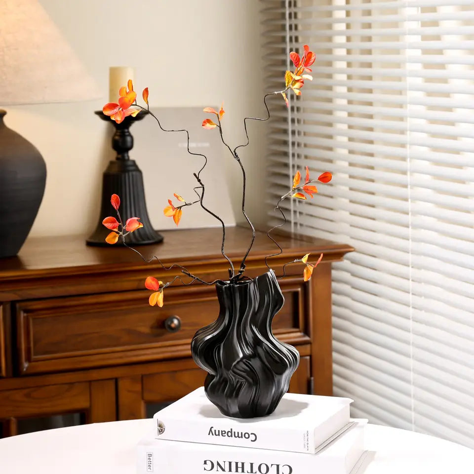 Ceramic Vase Abstract Irregular Folds Handmade Spiral Porcelain Vase Ceramic Handicrafts Flower Vases Flowerpot Vases Pots