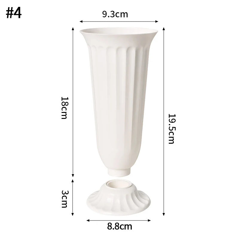Imitation Ceramic Vase Modern White Plastic Flower Vase Creative Spiral Boho Aesthetic Irregular Flower Vases Wedding Home Decor
