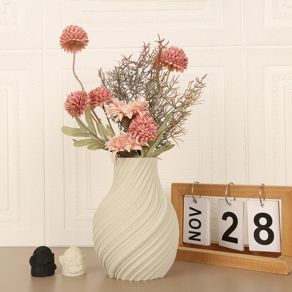 Cross-Border Minimalist Spiral Texture Decorative Vase For Warm Modern-Style Home Desktop Soft Decoration Scenario