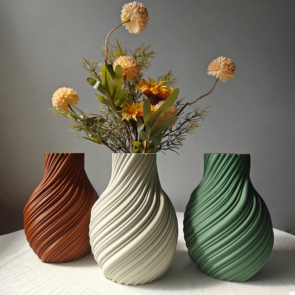 Cross-Border Minimalist Spiral Texture Decorative Vase For Warm Modern-Style Home Desktop Soft Decoration Scenario