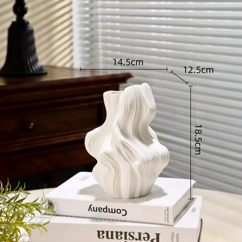 Ceramic Vase Abstract Irregular Folds Handmade Spiral Porcelain Vase Ceramic Handicrafts Flower Vases Flowerpot Vases Pots