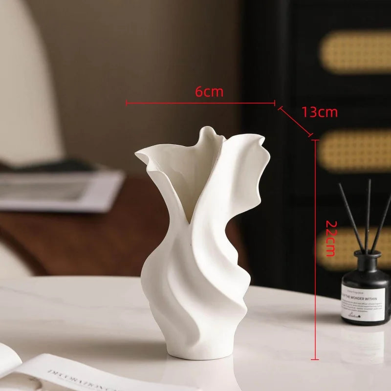 Ceramic Vase Abstract Irregular Folds Handmade Spiral Porcelain Vase Ceramic Handicrafts Flower Vases Flowerpot Vases Pots