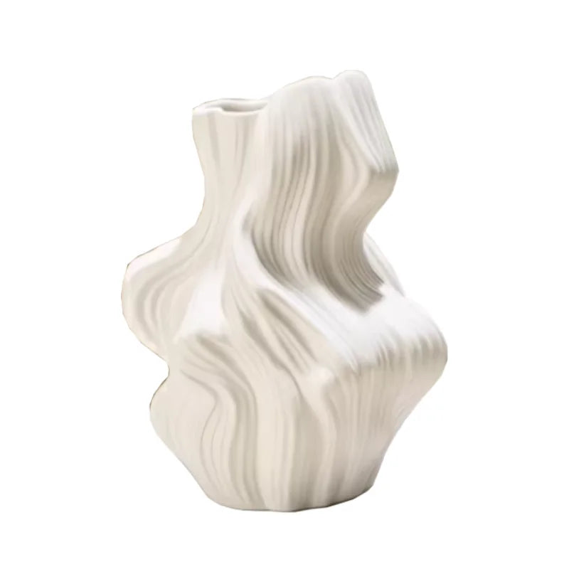 Ceramic Vase Abstract Irregular Folds Handmade Spiral Porcelain Vase Ceramic Handicrafts Flower Vases Flowerpot Vases Pots