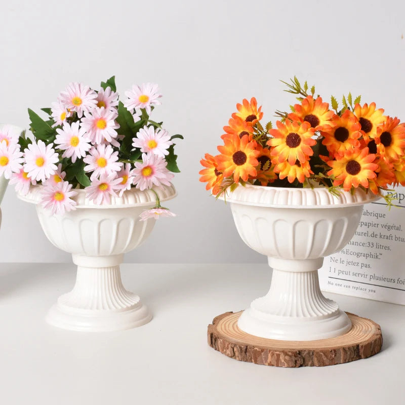Imitation Ceramic Vase Modern White Plastic Flower Vase Creative Spiral Boho Aesthetic Irregular Flower Vases Wedding Home Decor
