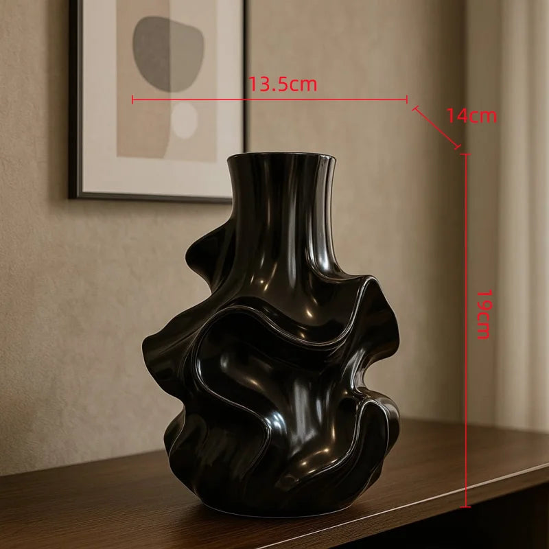 Ceramic Vase Abstract Irregular Folds Handmade Spiral Porcelain Vase Ceramic Handicrafts Flower Vases Flowerpot Vases Pots