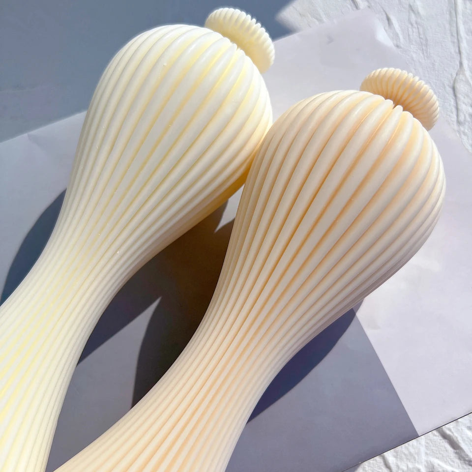 Ribbed Vase Candle Mold Aesthetic Silicone Mould Geometric Abstract Decorative Striped Soy Wax Mold