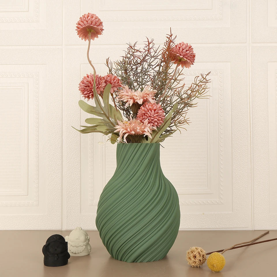Cross-Border Minimalist Spiral Texture Decorative Vase For Warm Modern-Style Home Desktop Soft Decoration Scenario
