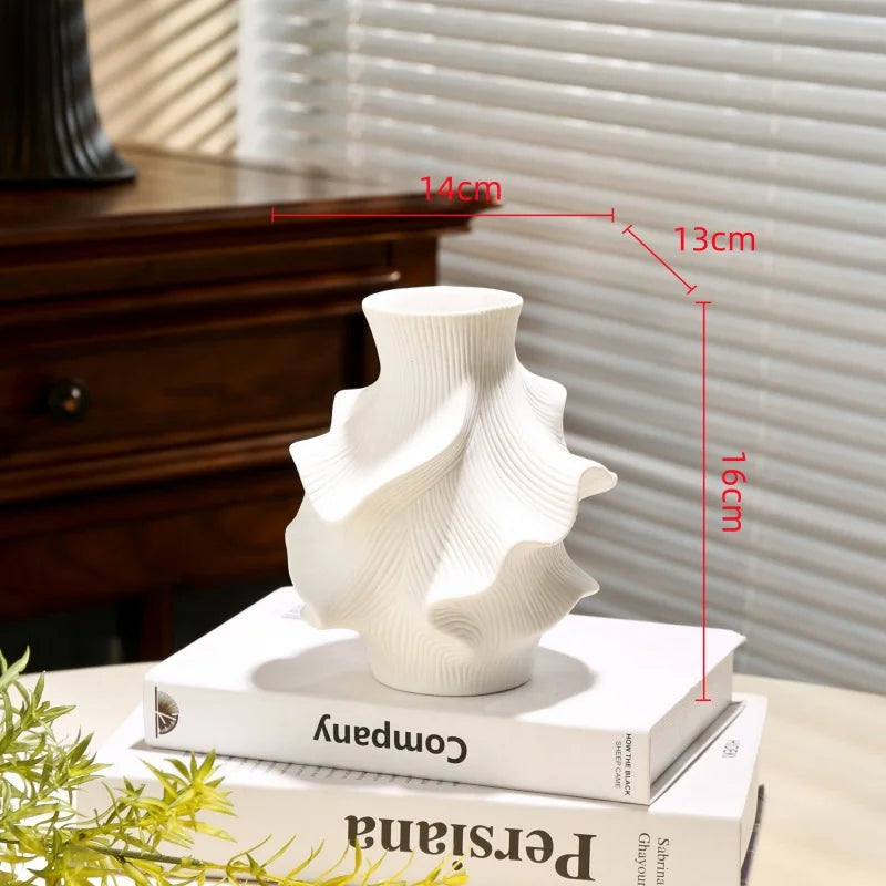 Ceramic Vase Abstract Irregular Folds Handmade Spiral Porcelain Vase Ceramic Handicrafts Flower Vases Flowerpot Vases Pots