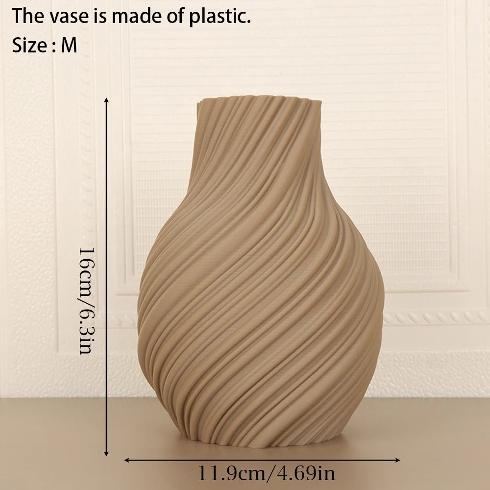 Cross-Border Minimalist Spiral Texture Decorative Vase For Warm Modern-Style Home Desktop Soft Decoration Scenario