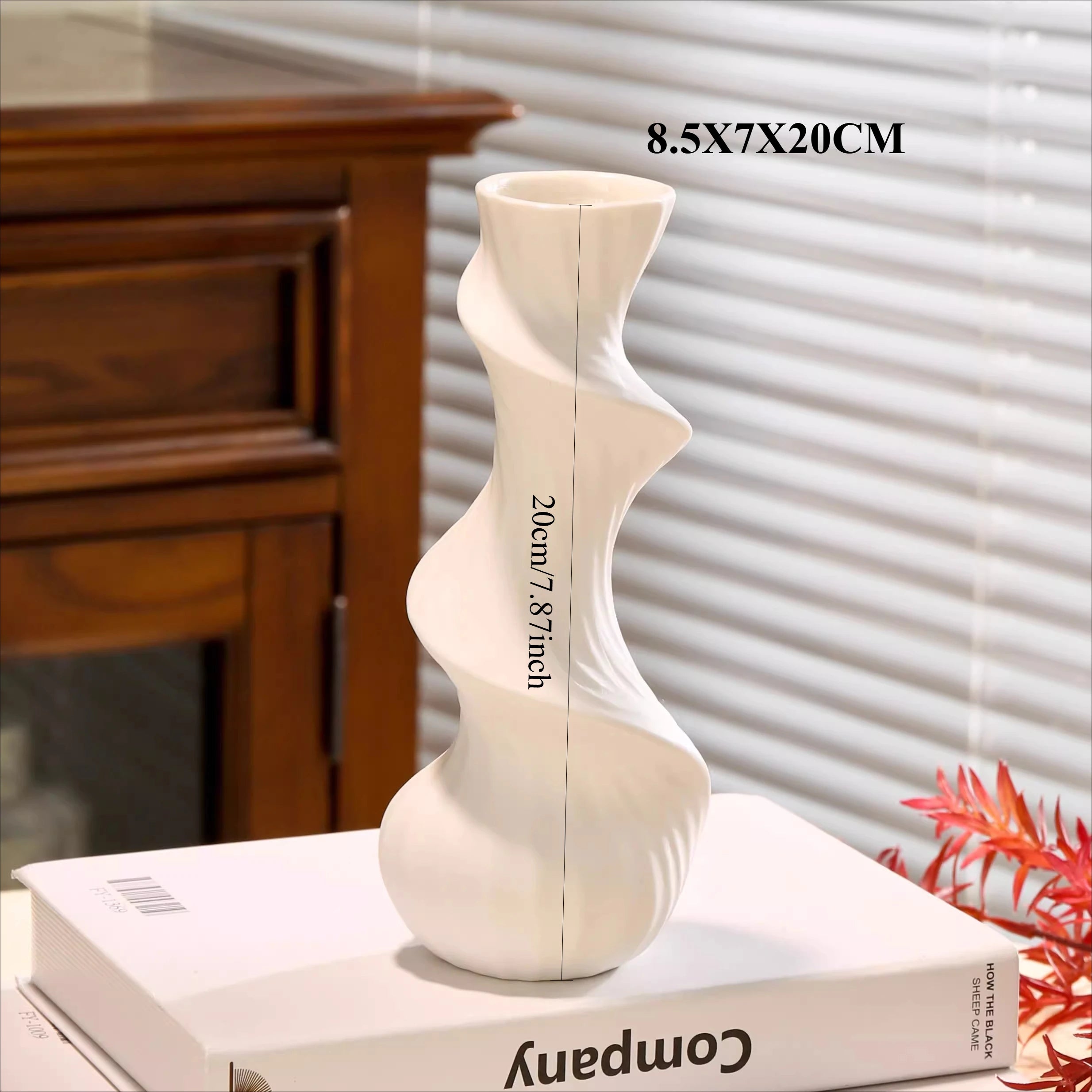 Creative Irregular Shape Vases Decor, Ceramic Living Room Flower Arrangement Table Decoration Light Luxury Style Vase, 1Pc
