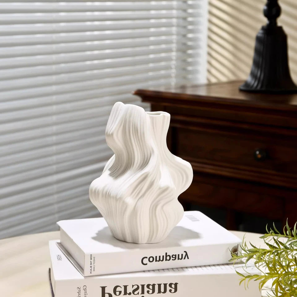 Ceramic Vase Abstract Irregular Folds Handmade Spiral Porcelain Vase Ceramic Handicrafts Flower Vases Flowerpot Vases Pots
