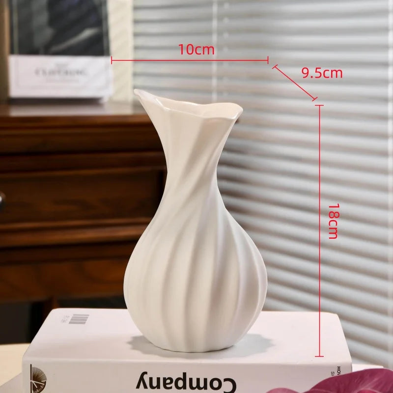 Ceramic Vase Abstract Irregular Folds Handmade Spiral Porcelain Vase Ceramic Handicrafts Flower Vases Flowerpot Vases Pots