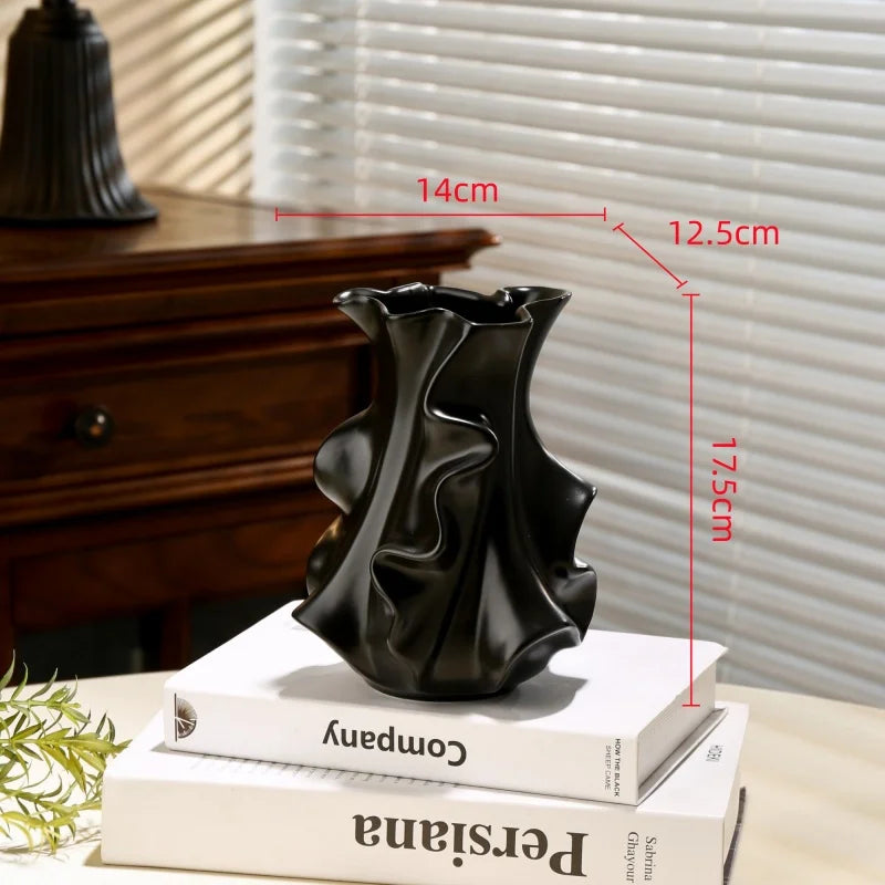 Ceramic Vase Abstract Irregular Folds Handmade Spiral Porcelain Vase Ceramic Handicrafts Flower Vases Flowerpot Vases Pots