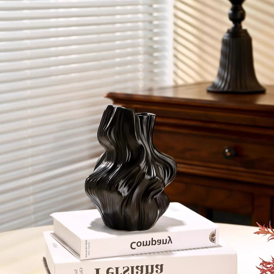 Ceramic Vase Abstract Irregular Folds Handmade Spiral Porcelain Vase Ceramic Handicrafts Flower Vases Flowerpot Vases Pots
