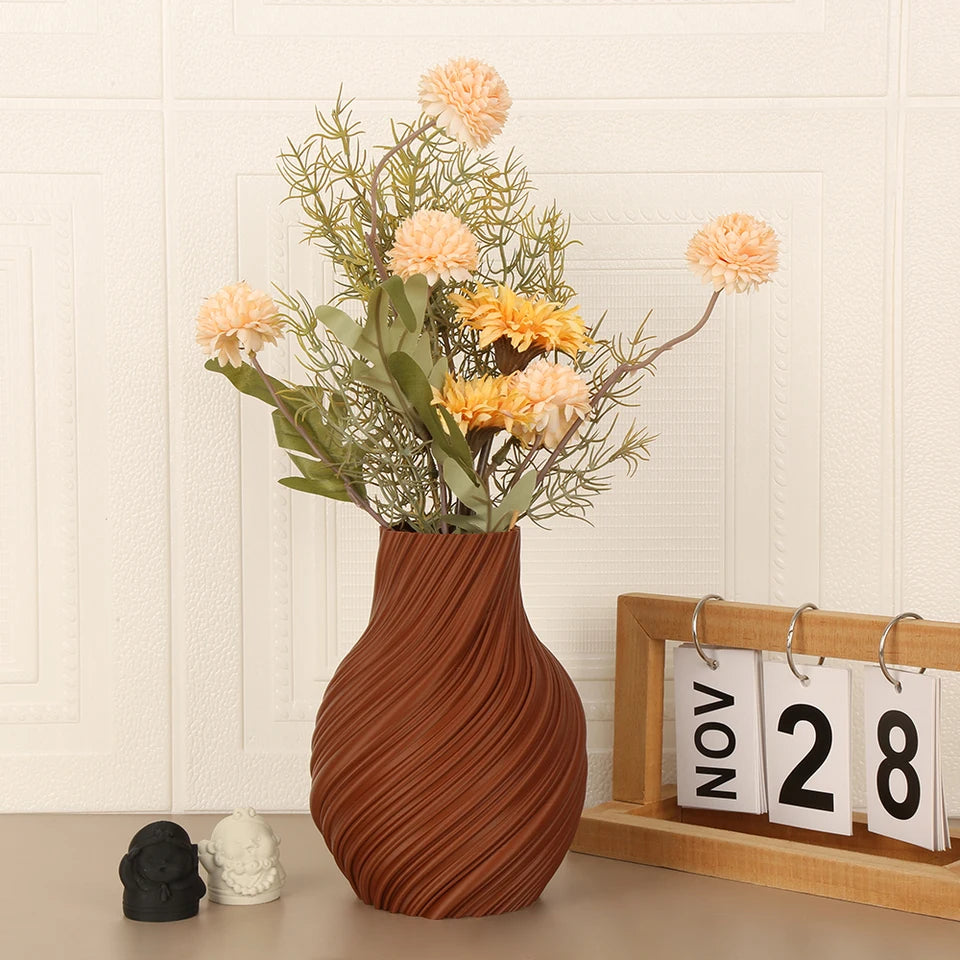 Cross-Border Minimalist Spiral Texture Decorative Vase For Warm Modern-Style Home Desktop Soft Decoration Scenario