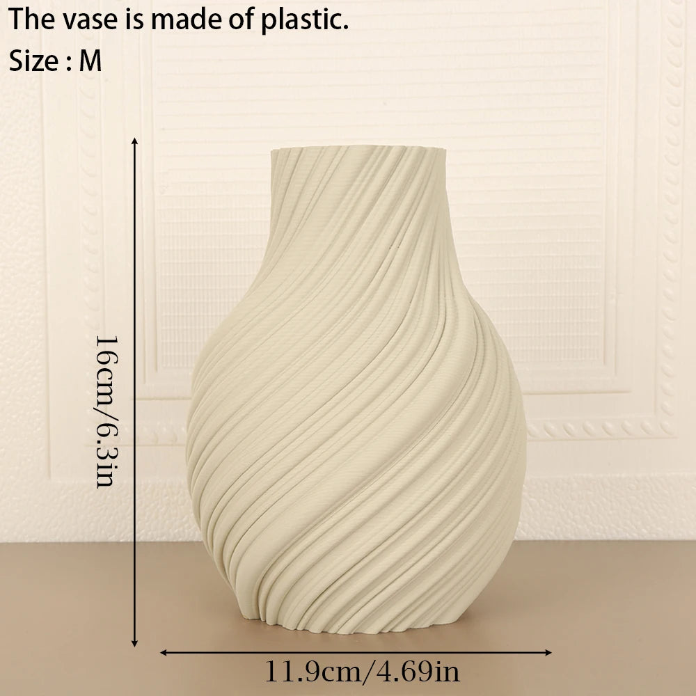 Cross-Border Minimalist Spiral Texture Decorative Vase For Warm Modern-Style Home Desktop Soft Decoration Scenario