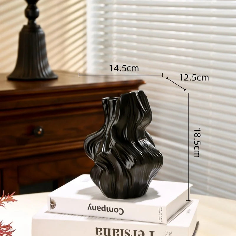 Ceramic Vase Abstract Irregular Folds Handmade Spiral Porcelain Vase Ceramic Handicrafts Flower Vases Flowerpot Vases Pots