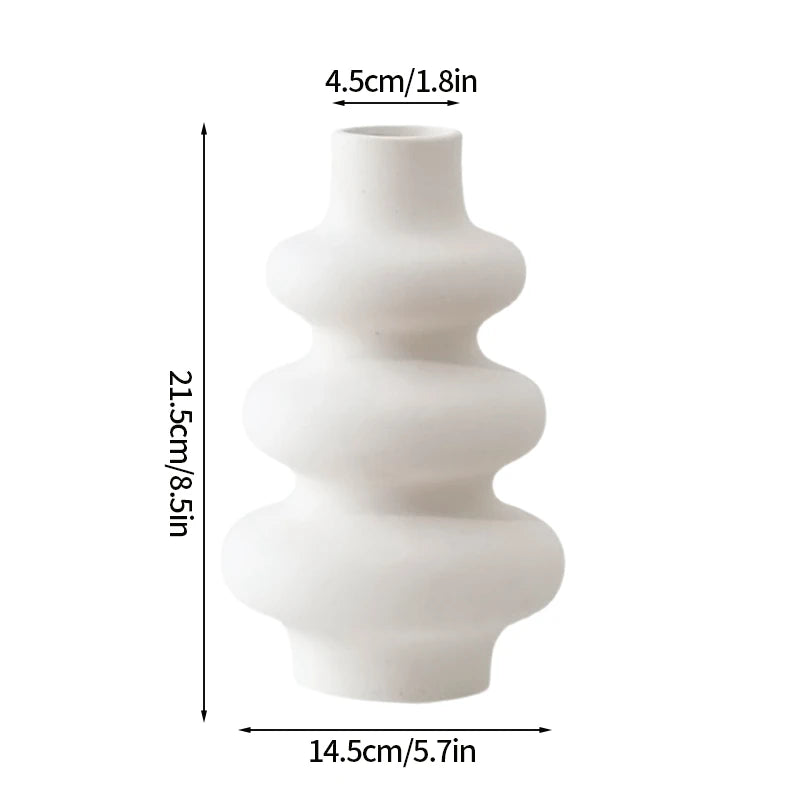 Imitation Ceramic Vase Modern White Plastic Flower Vase Creative Spiral Boho Aesthetic Irregular Flower Vases Wedding Home Decor