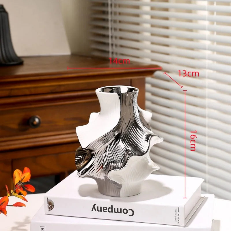 Ceramic Vase Abstract Irregular Folds Handmade Spiral Porcelain Vase Ceramic Handicrafts Flower Vases Flowerpot Vases Pots