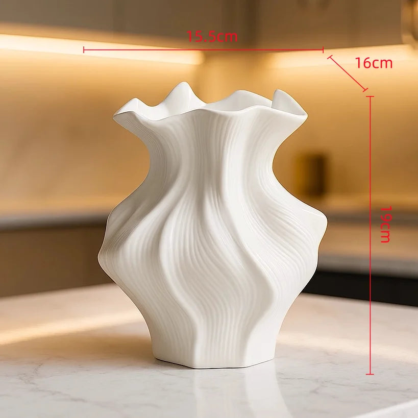 Ceramic Vase Abstract Irregular Folds Handmade Spiral Porcelain Vase Ceramic Handicrafts Flower Vases Flowerpot Vases Pots
