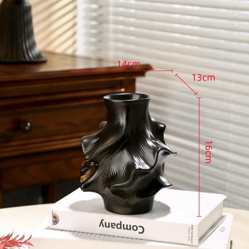Ceramic Vase Abstract Irregular Folds Handmade Spiral Porcelain Vase Ceramic Handicrafts Flower Vases Flowerpot Vases Pots