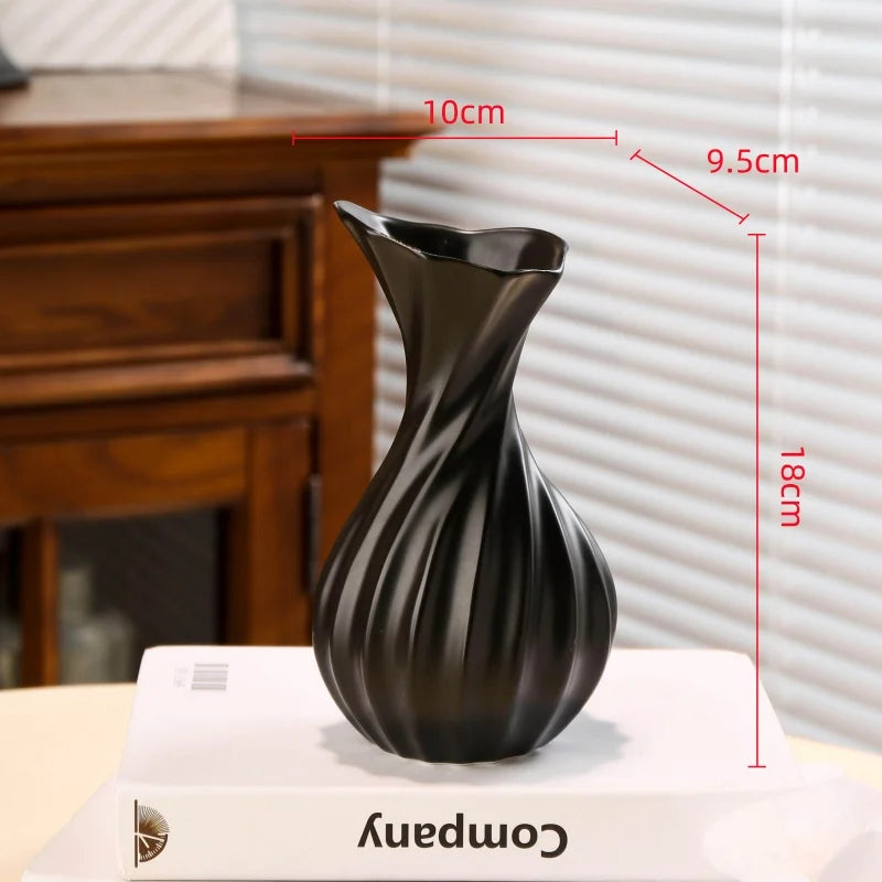 Ceramic Vase Abstract Irregular Folds Handmade Spiral Porcelain Vase Ceramic Handicrafts Flower Vases Flowerpot Vases Pots