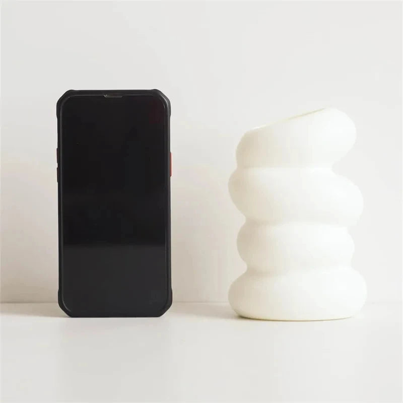 Plastic Spiral White Vase Nordic Flower Arrangement Container for Kitchen Living Bedroom Home Decoration Desk Accessories