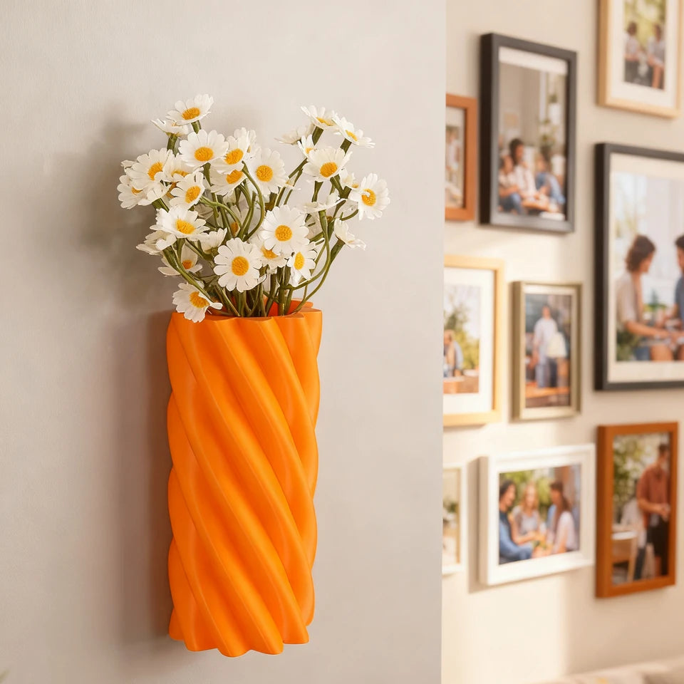 Cross-border Spiral  Wall-mounted Vase Minimalist Creative Wall Decor Flower Vase For Living Room Bedroom Home Decoration Scena