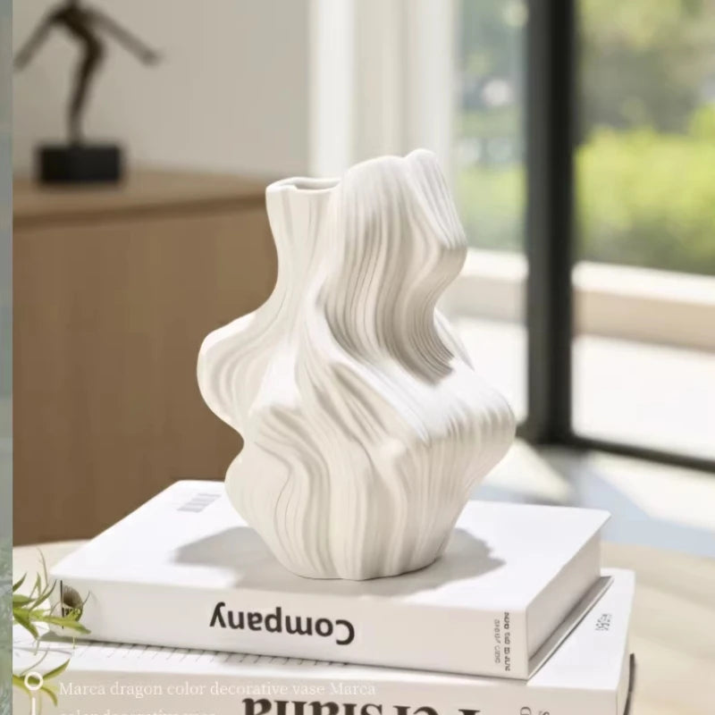 Ceramic Vase Abstract Irregular Folds Handmade Spiral Porcelain Vase Ceramic Handicrafts Flower Vases Flowerpot Vases Pots