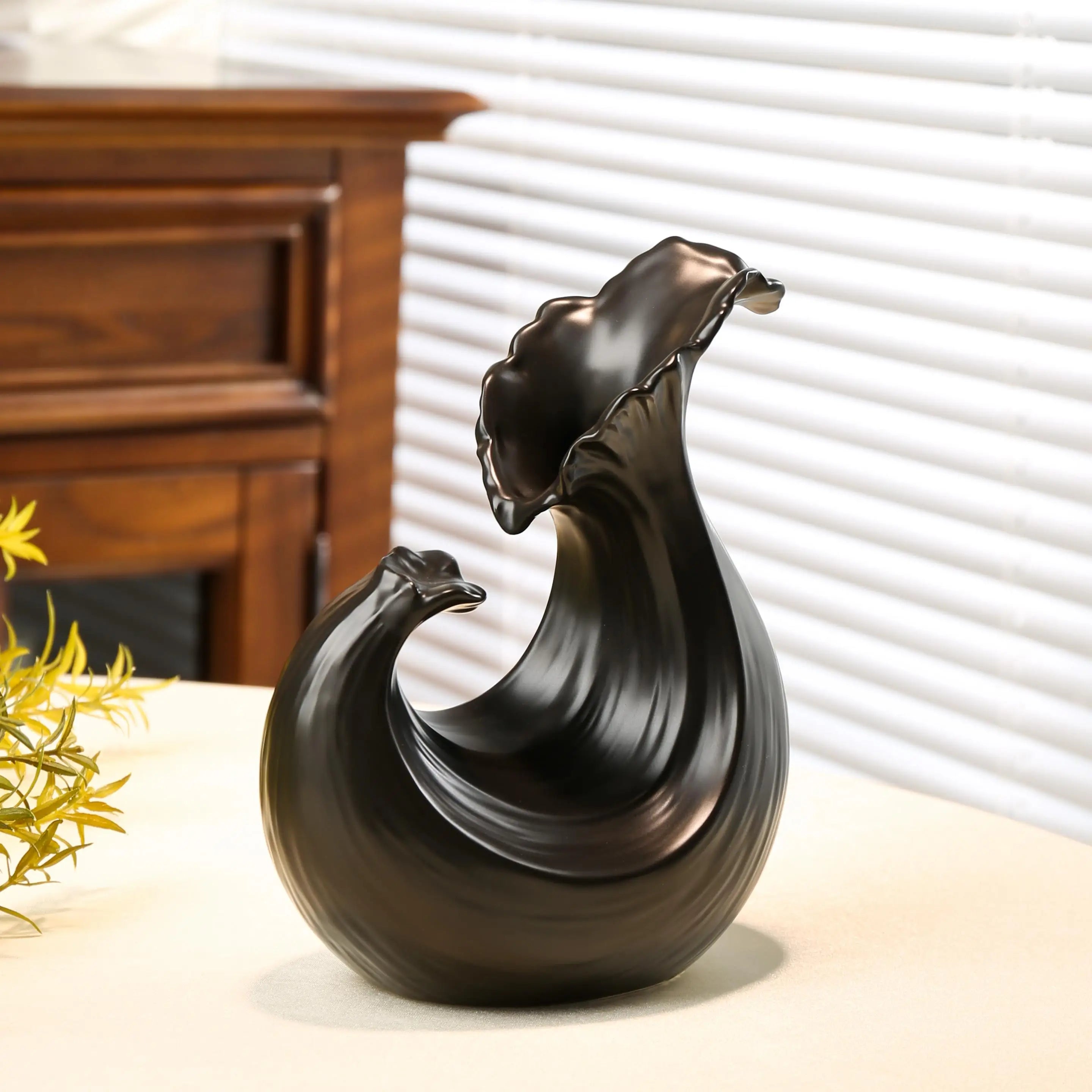 Creative Irregular Shape Vases Decor, Ceramic Living Room Flower Arrangement Table Decoration Light Luxury Style Vase, 1Pc